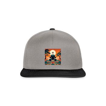 chinesischer Mann bei der Meditation - Snapback Cap - Graphit/Schwarz - Vorne