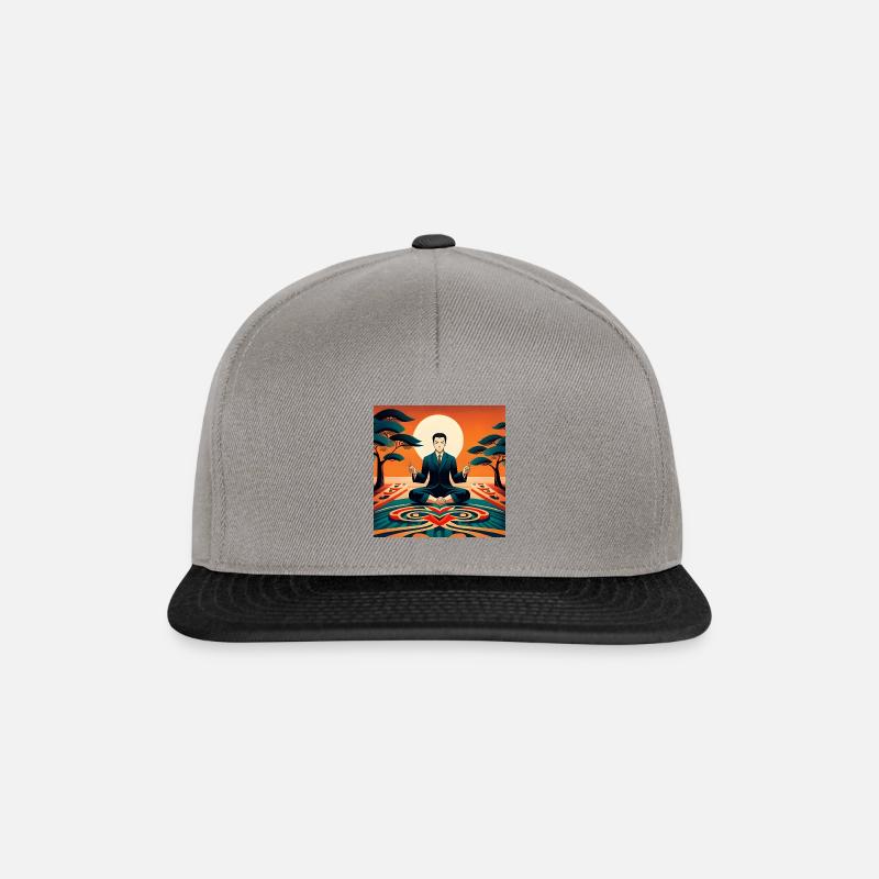 Chinese man meditating - Snapback Cap - graphite/black