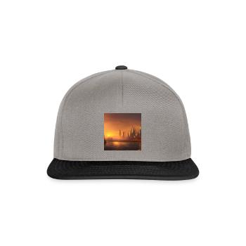 City skyline across the water at sunset - Snapback Cap - Graphit/Schwarz - Vorne