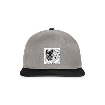 Monochrome Wolf & Dog Design - Snapback Cap - graphite/black - Front