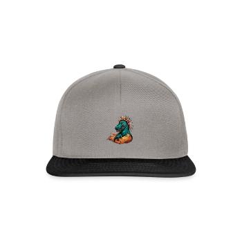 Retro vintage cartoon dinosaur head - Snapback Cap - graphite/black - Front