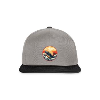 Whale Ukiyo-e 2 - Snapback Cap - graphite/black - Front