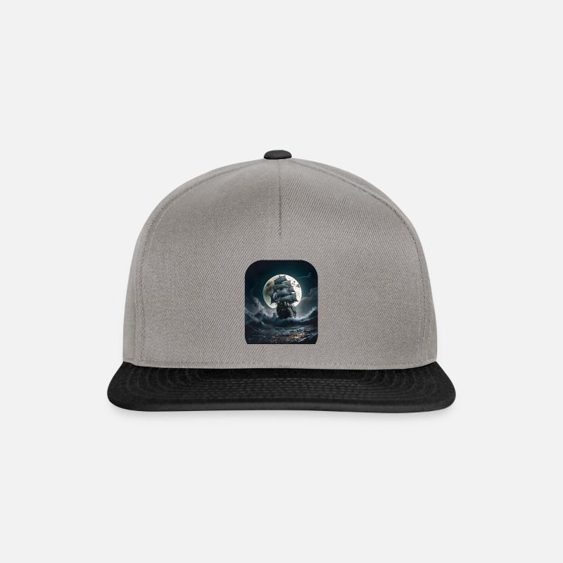 Piratenschiff bei Vollmond - Snapback Cap - Graphit/Schwarz