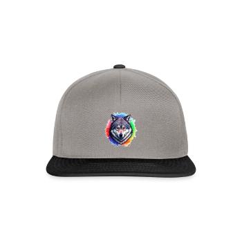 Wolf Regenbogen Explosion - Snapback Cap - Graphit/Schwarz - Vorne
