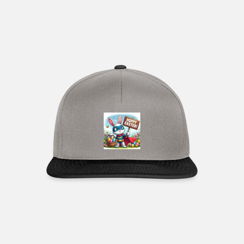 Easter Bunny with "HOPPY EASTER!" - Snapback Cap - graphite/black