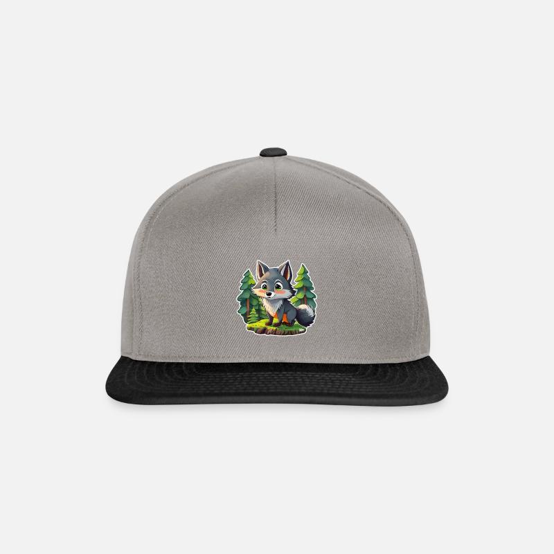 niedlicher Wolf - Snapback Cap - Graphit/Schwarz