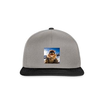 Katze macht ein Selfie auf der Skipiste - Snapback Cap - Graphit/Schwarz - Vorne