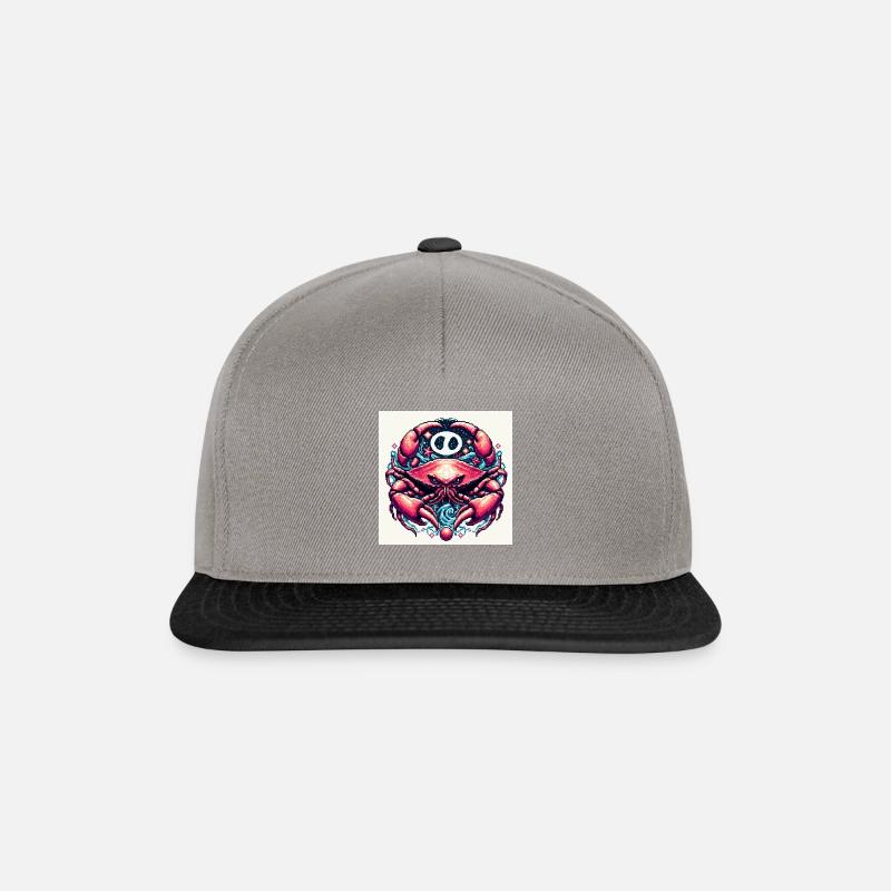 Sternzeichen Krebs als Pixelart - Snapback Cap - Graphit/Schwarz