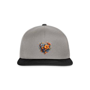 Blumenherz farbenfroh - Snapback Cap - Graphit/Schwarz - Vorne