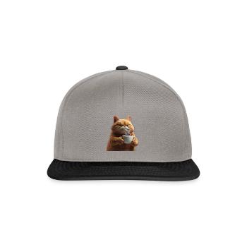 Kaffeekatze - Flauschige Eleganz mit Stil - Snapback Cap - Graphit/Schwarz - Vorne