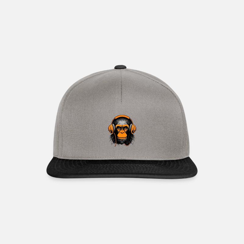 Monkey with Headphones - Snapback Cap - Graphit/Schwarz