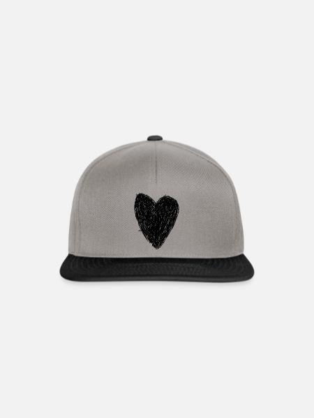 schwarzes Herz - Snapback Cap - Graphit/Schwarz