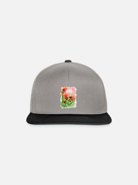 Mohnblumen Aquarell - Snapback Cap - Graphit/Schwarz