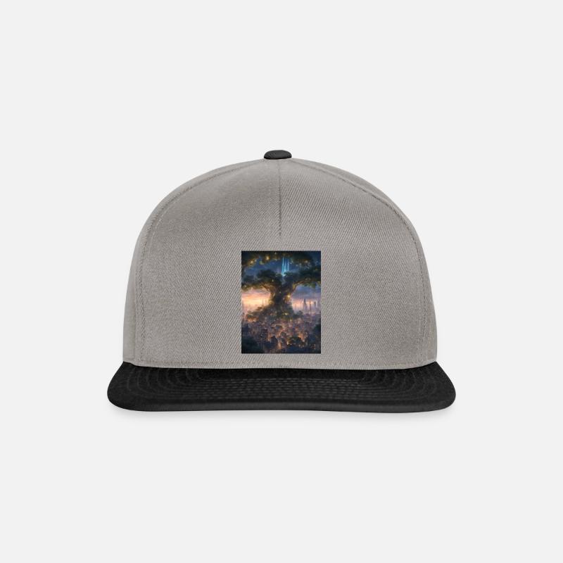 Beautiful elf tree with a small village - Snapback Cap - graphite/black