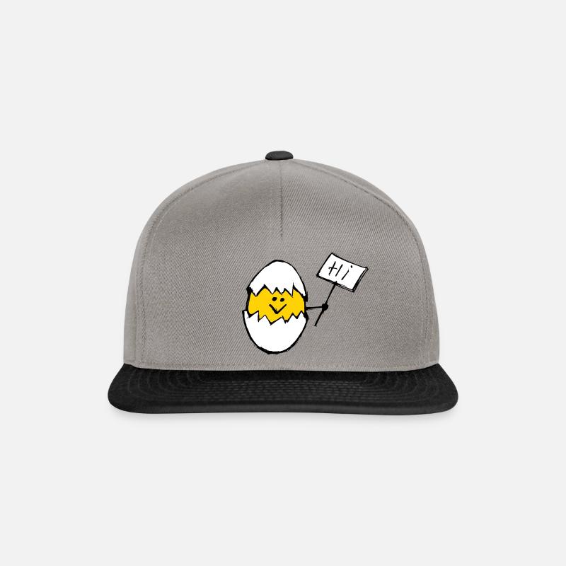 Hi Egg Design Weiße Schale - Snapback Cap - Graphit/Schwarz