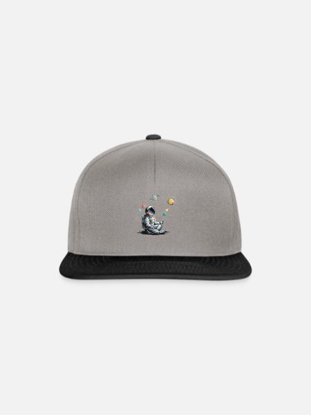 Astronaut Meditation Weltraum Planeten Umlaufbahn - Snapback Cap - Graphit/Schwarz