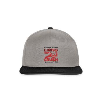 Know your Limits Muscle Building Motivation - Snapback Cap - graphite/black - Front