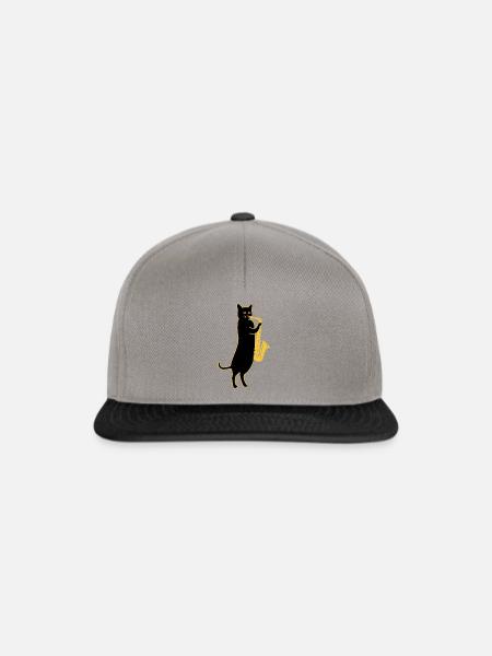 Saxofon Katze - Snapback Cap - Graphit/Schwarz