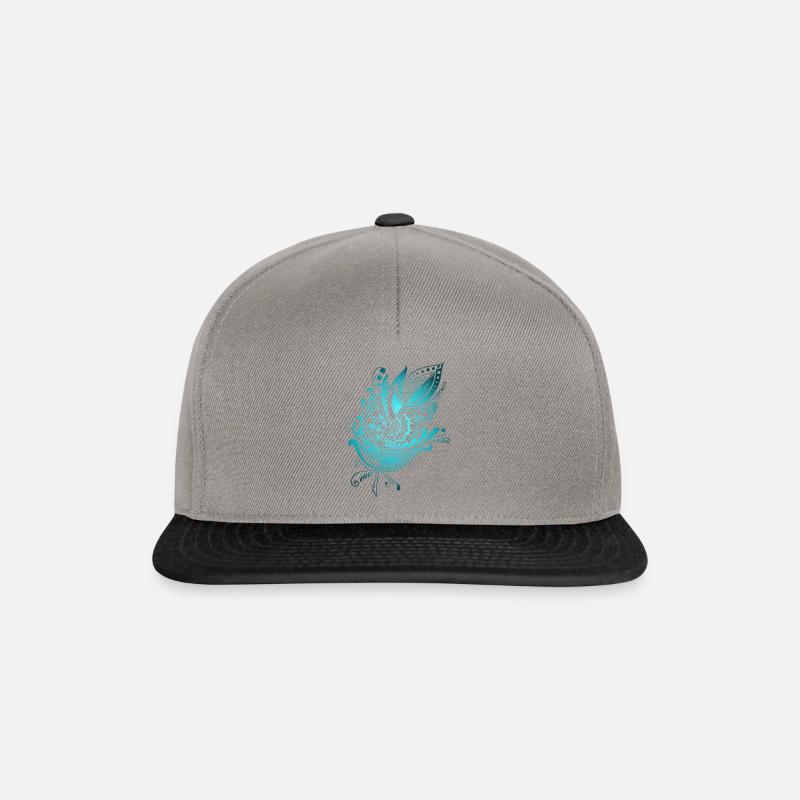 Feder Zentangle blau - Snapback Cap - Graphit/Schwarz