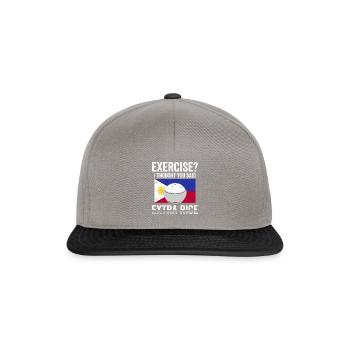 Funny Exercise Extra Rice Filipino Flag - Snapback Cap - Graphit/Schwarz - Vorne