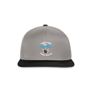 Funny They See Me Bowlin They Hatin - Snapback Cap - Graphit/Schwarz - Vorne