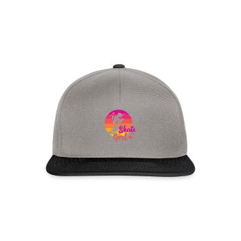 Vintage Retro Skateboard Skate Girl - Snapback Cap - Graphit/Schwarz - Vorne