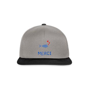 MERCI. THANKS. THANK YOU. ANNIVERSAIRE. NAISSANCE. - Casquette snapback - gris graphite/noir - Devant