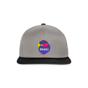MERCI. THANKS. THANK YOU. ANNIVERSAIRE. NAISSANCE. - Casquette snapback - gris graphite/noir - Devant