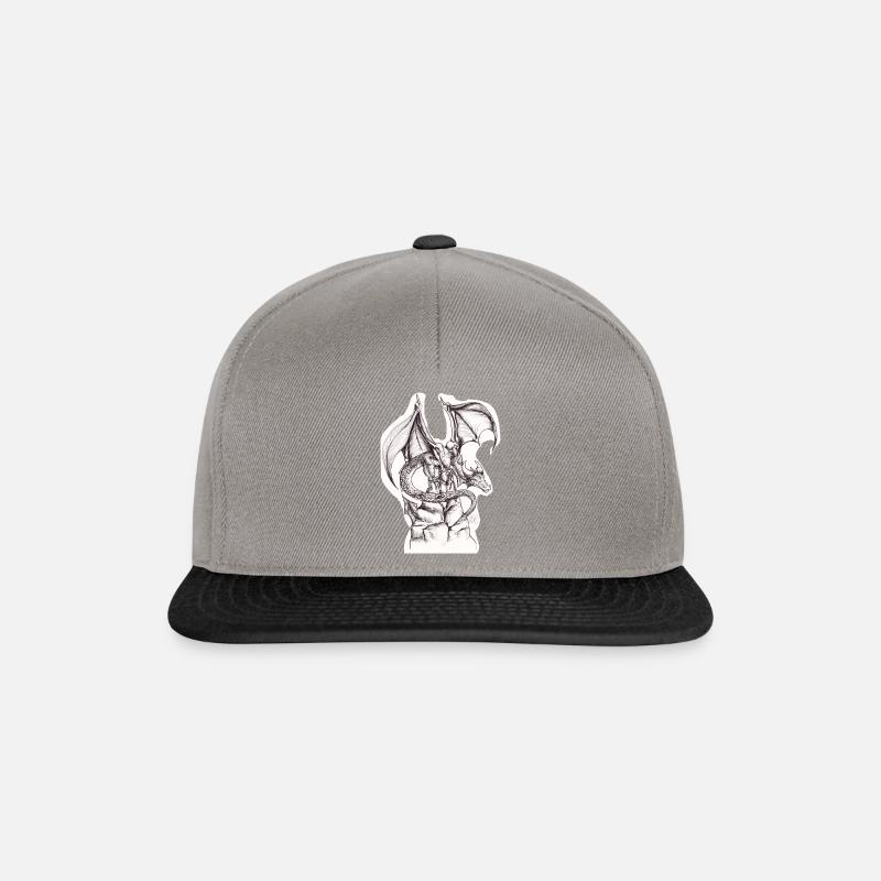 Hand gezeichneter Drache Entwurf durch ArtMallow - duckend - Snapback Cap - Graphit/Schwarz