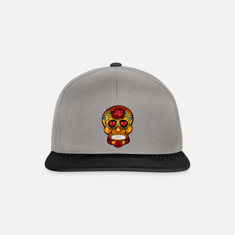 Mexikanischer Schädel - Snapback Cap - Graphit/Schwarz