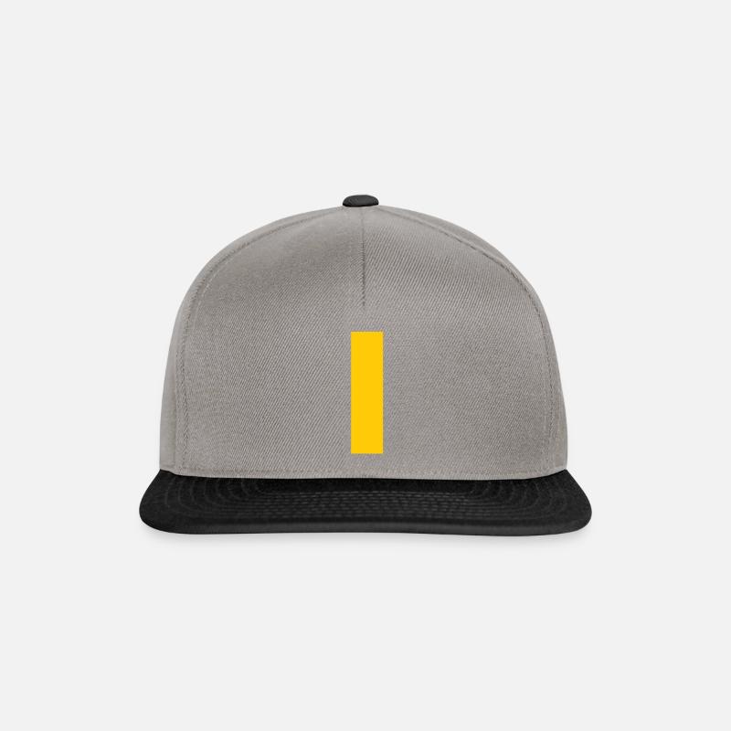 Striscia gialla verticale su maglietta nera - Snapback Cap - grigio grafite/nero