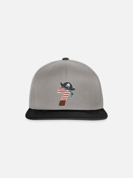 Ich bin Sieben 7 / Pirat Geburtstag Party - Snapback Cap - Graphit/Schwarz