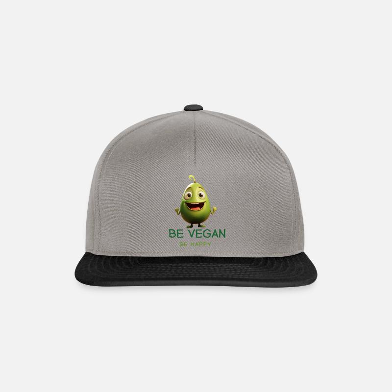 BE VEGAN- BE HAPPY - Snapback Cap - Graphit/Schwarz