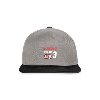 Kindergeburtstag 3 Jährige Feuerwehr Auto - Snapback Cap - Graphit/Schwarz - Vorne