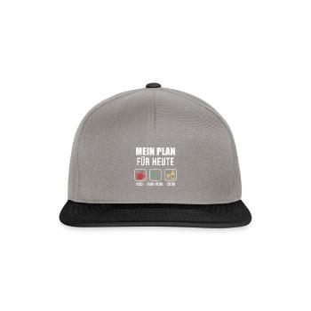 Mein Plan Apres Ski | Skifahrer Wein Spruch - Snapback Cap - Graphit/Schwarz - Vorne