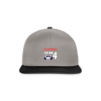 Kindergeburtstag Polizist 4 Jahre Kinder Polizei - Snapback Cap - Graphit/Schwarz - Vorne