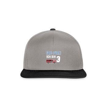 Kindergeburtstag 3 Jährige Feuerwehr Auto - Snapback Cap - Graphit/Schwarz - Vorne
