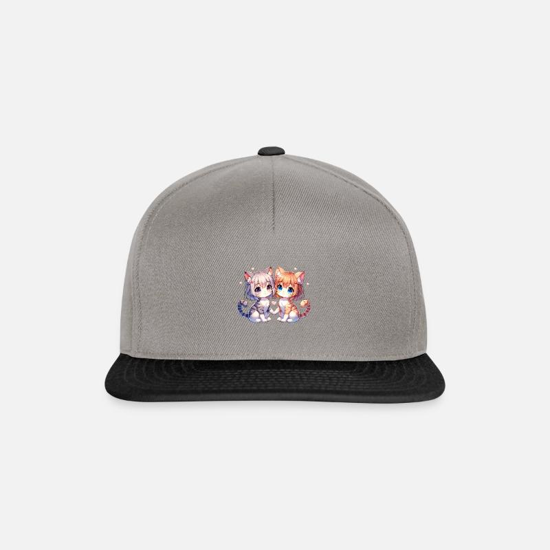 Niedliche Katzenfreunde mit Herz-Details - Snapback Cap - Graphit/Schwarz