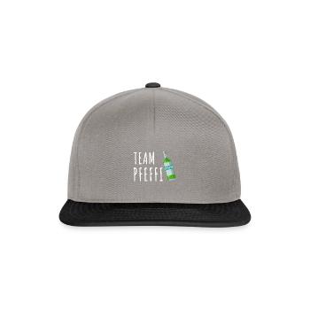 Pfefferminz Likör Pfeffi Vatertag Sauf - Snapback Cap - Graphit/Schwarz - Vorne