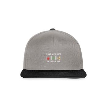 Mein Plan Reiten | Reiter Pferde Wein Spruch - Snapback Cap - Graphit/Schwarz - Vorne