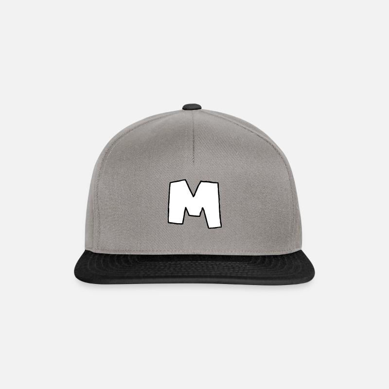 M Buchstabe - Snapback Cap - Graphit/Schwarz