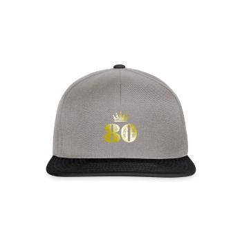 80 Zahl Krone Gold - Snapback Cap - Graphit/Schwarz - Vorne