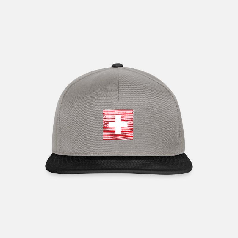 Drapeau suisse avec croix suisse rayée - Casquette snapback - gris graphite/noir