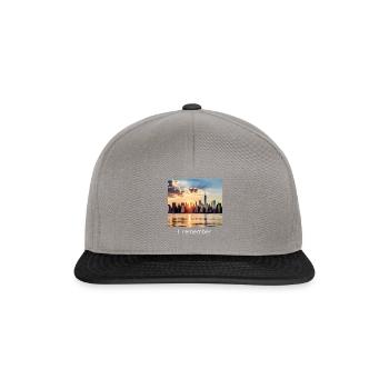 New York Skyline Sonnenaufgang - Snapback Cap - Graphit/Schwarz - Vorne