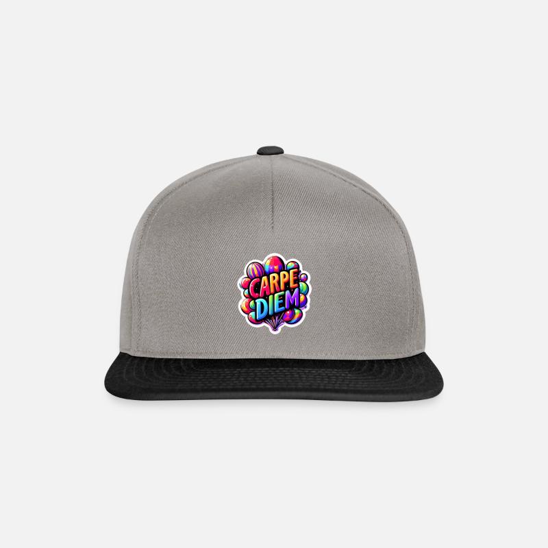 Carpe Diem in Bunt mit Ballons - Snapback Cap - Graphit/Schwarz