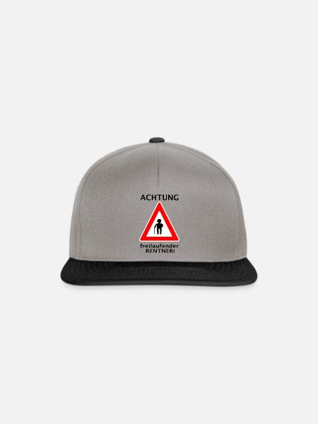 Achtung freilaufender Rentner - Snapback Cap - Graphit/Schwarz