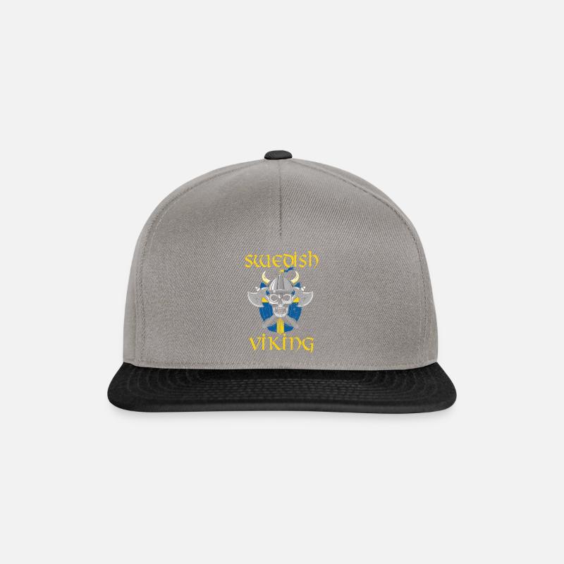 Sweden Viking Axe Shield Skull Gift - Snapback Cap - graphite/black