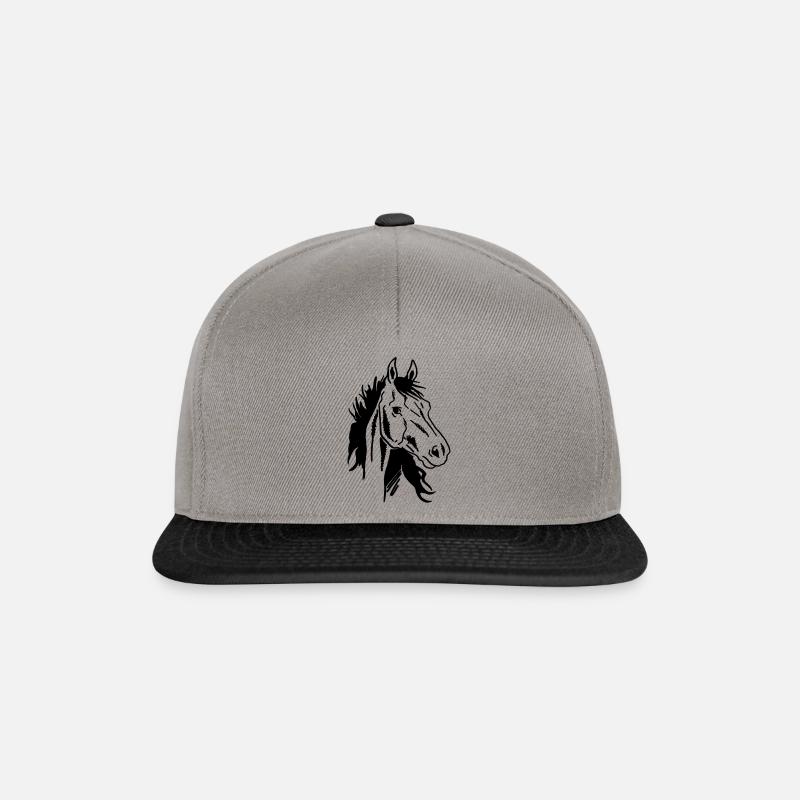 Pferdekopf - Snapback Cap - Graphit/Schwarz