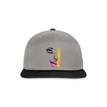 Augen auf Gesicht Graffiti Stil - Art Face - Snapback Cap - Graphit/Schwarz - Vorne
