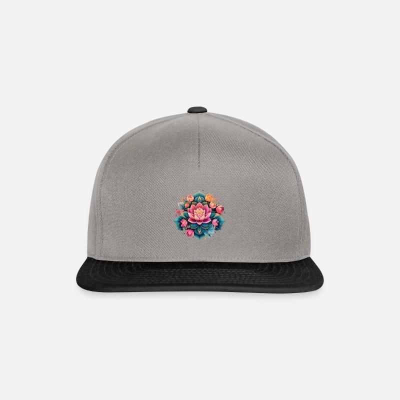 Mandala méditatif de fleur de lotus en fleurs - Casquette snapback - gris graphite/noir